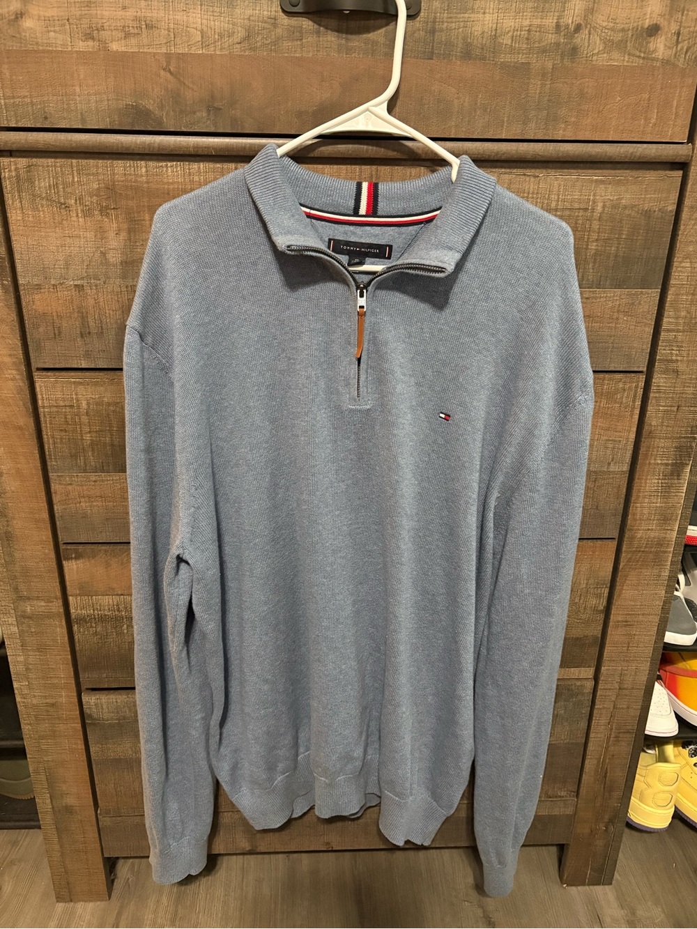 Tommy Hilfiger Men's Light Blue Half-Zip Pullover Sweater